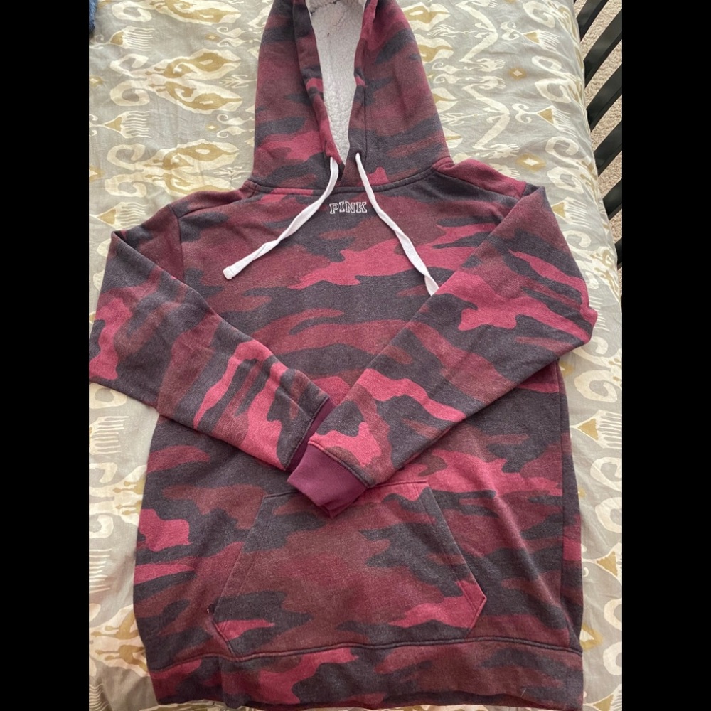 PINK maroon camo hoodie